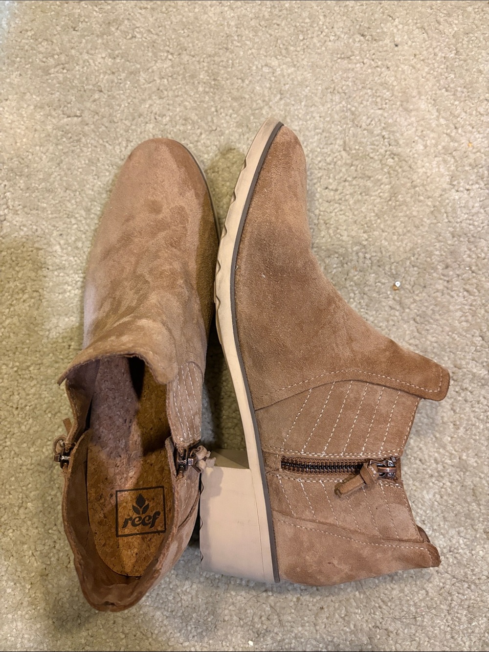 Reef Tan Suede Zip Boots-Size 11